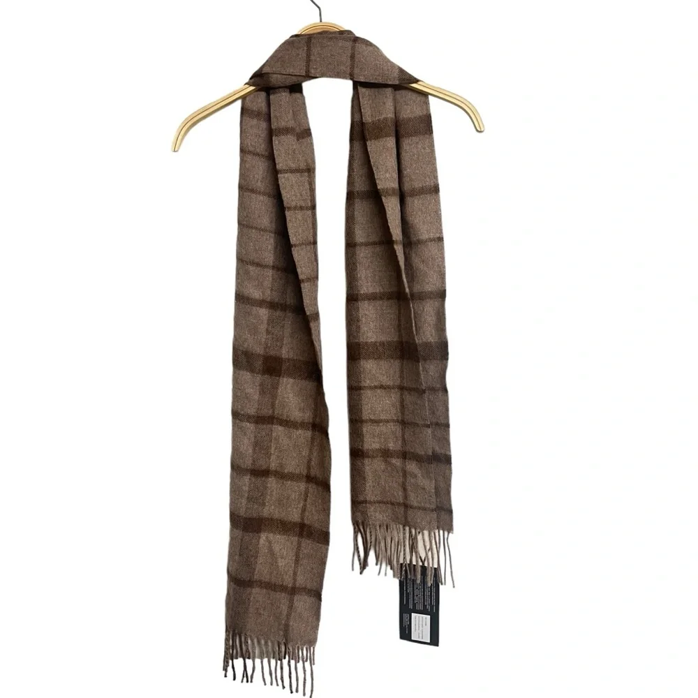 New Dalcielo Baby Alpaca Check Scarf Eco Friendly Rose Grey Brown